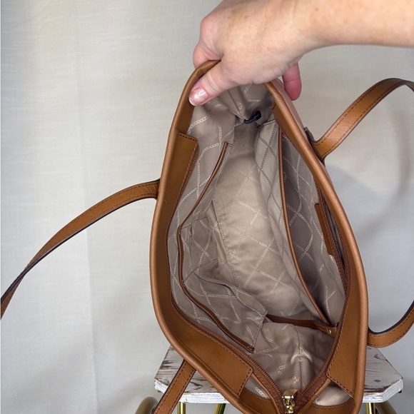Michael Kors Pink and Brown Tote Bag with Leather Accents - Picture 7 of 15